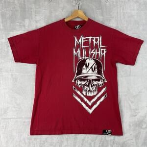 Y2K Metal Mulisha Skull Graphic TShirt Red Biker Motocross Streetwear Size M VTG